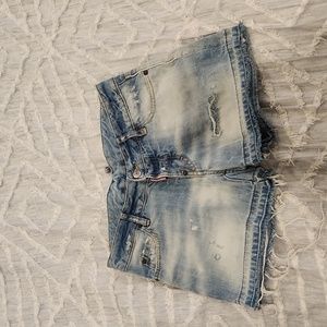 Light wash, distressed button fly Dsquared2 jean shorts size 38!